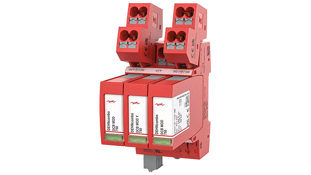 Red surge protector on a transparent background
