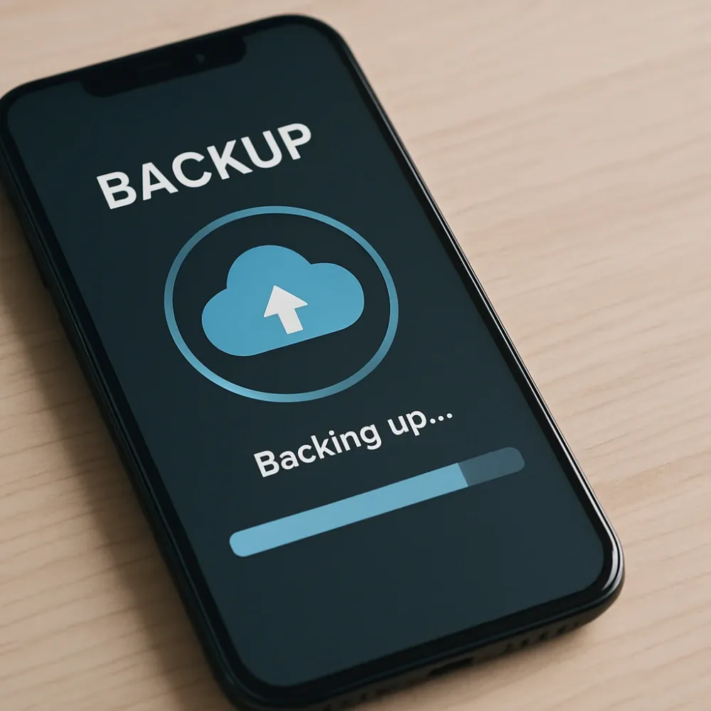 un cellulare che sta effettuando il backup dei dati