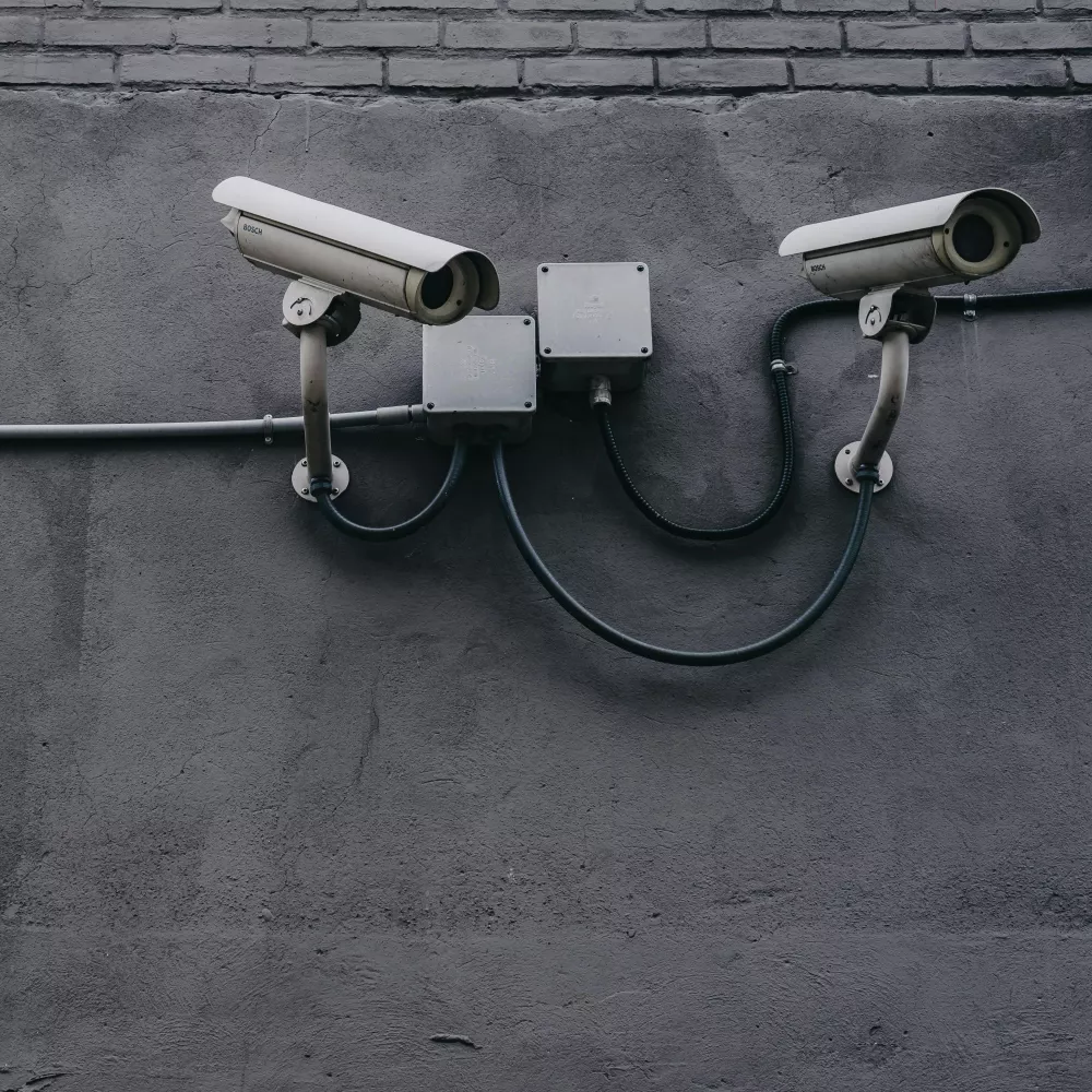 due videocamere di sicurezza a difesa di un perimetro