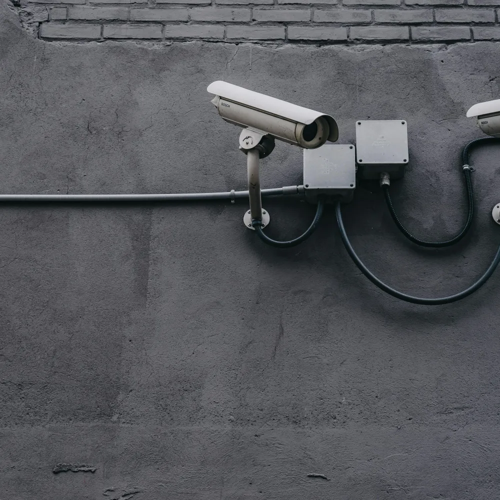 due videocamere di sicurezza a difesa di un perimetro