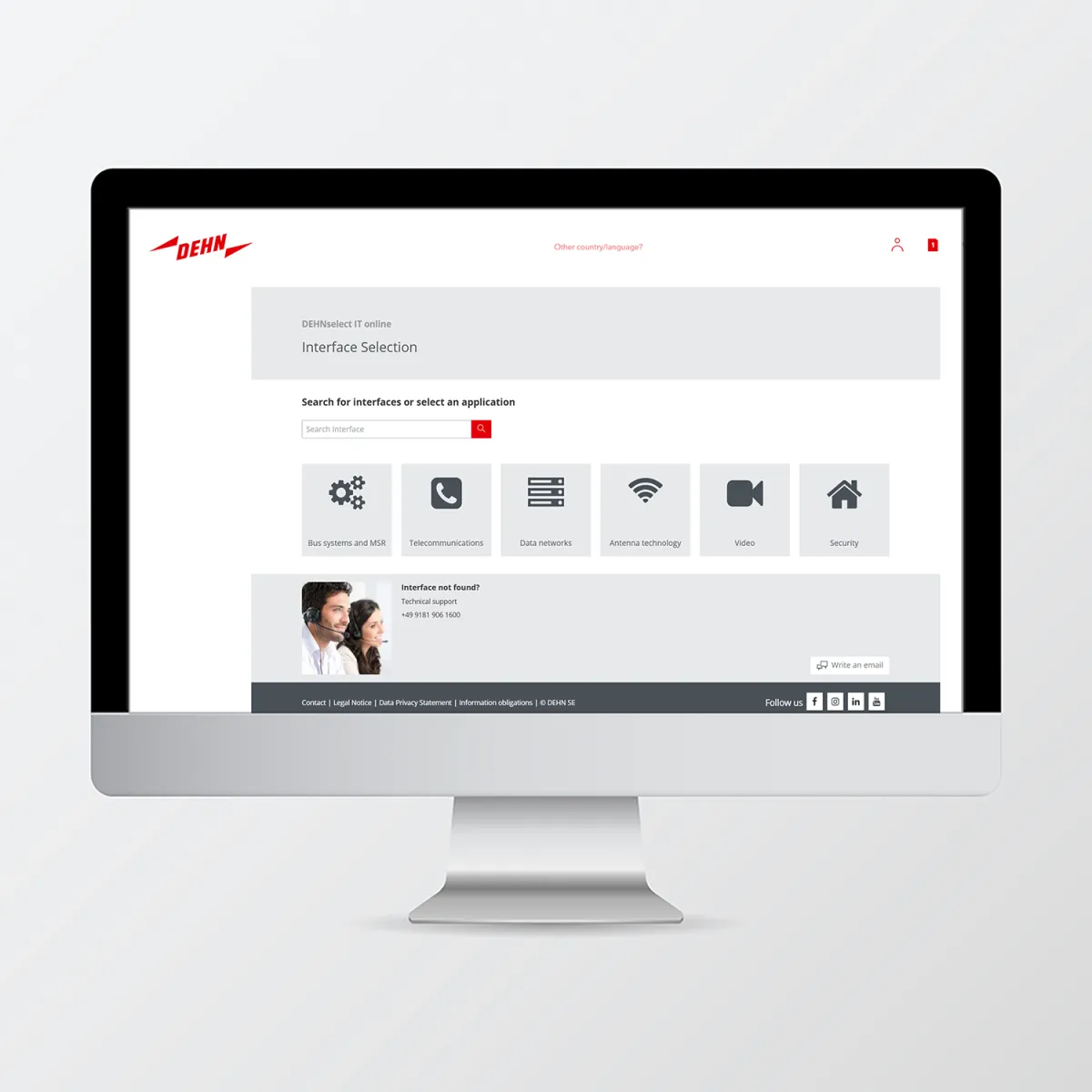 Schermo con interfaccia DEHNselect IT, composto da diversi campi e testi.