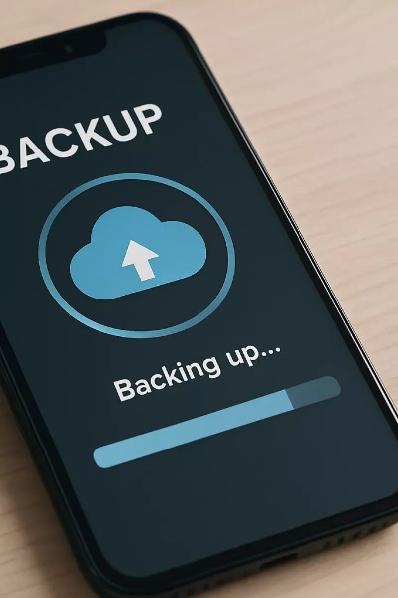 un cellulare che sta effettuando il backup dei dati